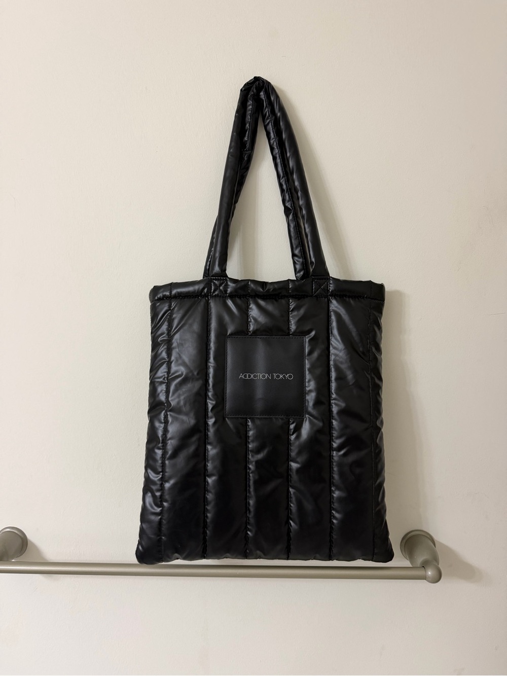Addiction Black Quilted Messenger Tote